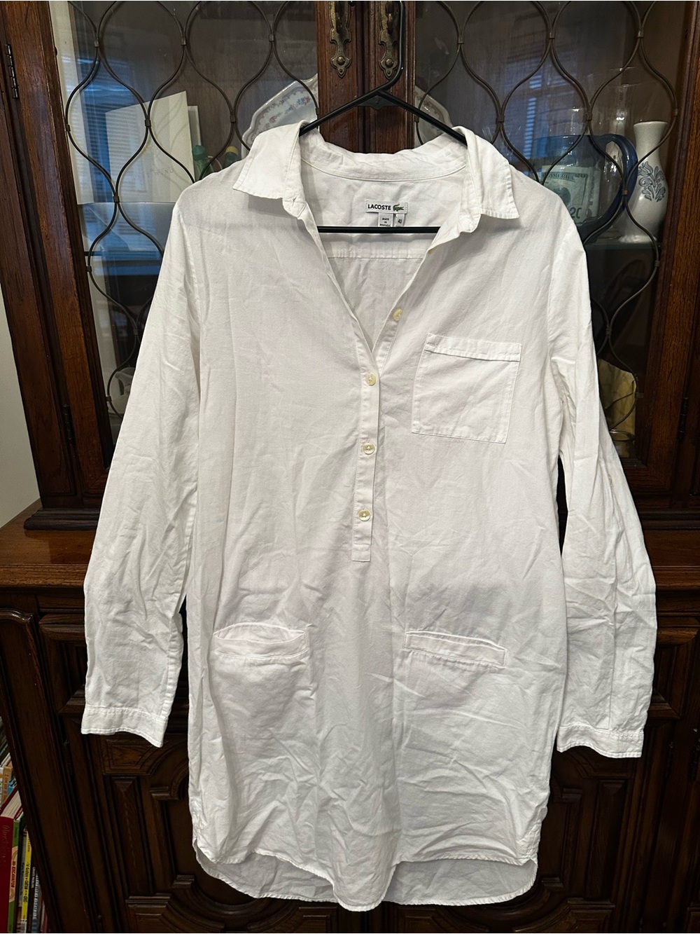 Lacoste White Button-Front Dress Shirt
